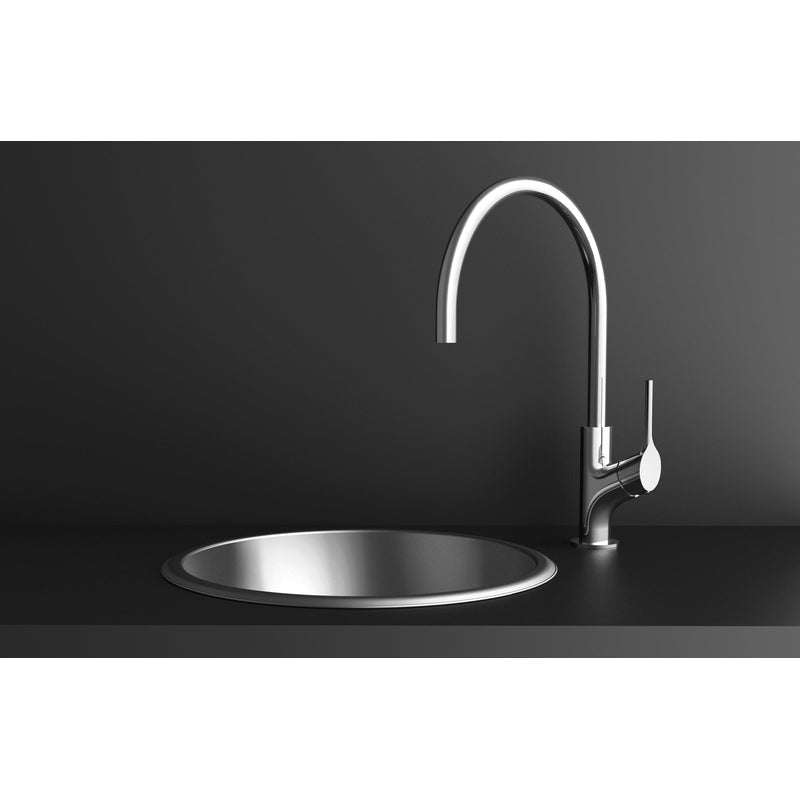 Phoenix Vivid Slimline Oval Sink Mixer 220mm Gooseneck - Brushed Nickel